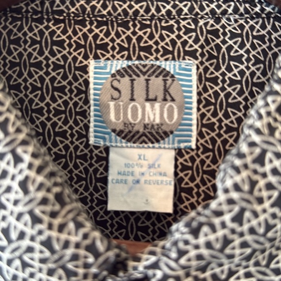 NWOT 100% Silk print short sleeve shirt, Silk Uomo by Nak, size XL - Picture 8 of 13